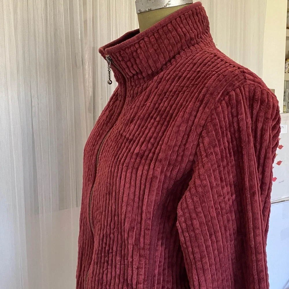 Women’s Woolrich Kinsdale Corduroy Burgundy Full Zip Jacket, Pockets! Size L - Picture 6 of 17